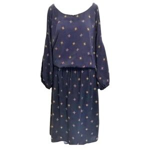 Old Navy Dress 3X Cold Shoulder Elastic Waist Navy Blue Geometric Women